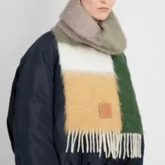 極美品♡ロエベ　ストライプ　スカーフ　マフラー　モヘヤ　ウール　アナグラム