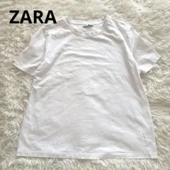 ZARA ●ストレッチシンプルTシャツ【M】 半袖 カットソー ホワイト