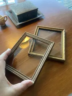 装飾的な木製フォトフレーム2個セット