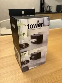 【　tower 2段式ティッシュボックス ブラック　】のサムネイル