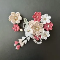 つまみ細工髪飾り３点セット　和装、着物、浴衣、結婚式、成人式、卒業式、七五三