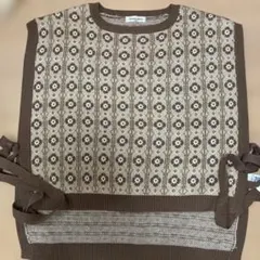 Samansa Mos2 幾何学模様 ニットベスト