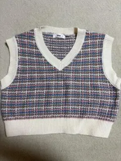 WEGO チェック柄 ニットベスト フリーサイズ
