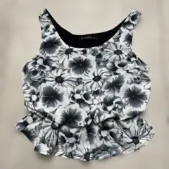 【美品】GORGE 花柄トップス モノトーン M フリル ノースリーブ