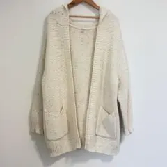 スタジオクリップ　3ゲージカラーネップフードカーディガン　F ホワイト