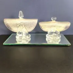 【未使用品】吉田秋雄 作 ガラスのお雛様 雛人形 金彩 箱付