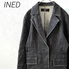 INED テーラードジャケット デニム素材 ポケット付き シンプル 羽織り