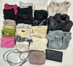 レディース 婦人服 まとめ売り 29点 M〜L 牛革バッグ入り