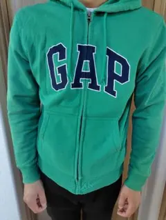 GAP グリーン パーカー フロントジッパー