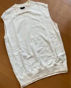 【美品】H&M ベスト　メンズ　スウェット　ホワイト 白　Sサイズのサムネイル