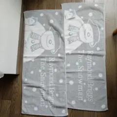 【廃盤レア】スノーマンフェイスタオル2枚タグつき 77cm x 33cm