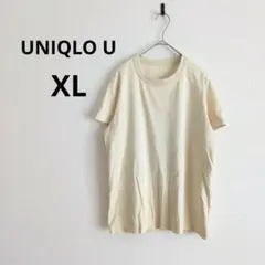 ユニクロ▶クルーネックTシャツ クリーム色 半袖 XL 綿100%