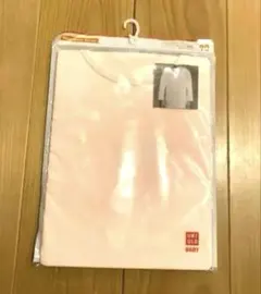 新品　ユニクロ☆ウォームコットンストレッチ　Uネック　ピンク90 長袖