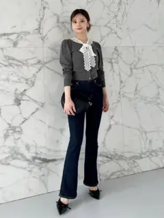 スナイデル/ハイウエストフレアデニムパンツ/美シルエット/インディゴネイビー