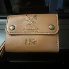 【未使用】スヌーピー ミニ財布 三つ折り コンパクト キャメル