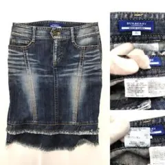 3009 バーバリーブルーレーベル デニムスカート 36 ティアード フリンジのサムネイル
