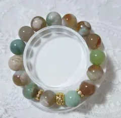 グリーン桜瑪瑙 天然石ブレスレット さくら瑪瑙