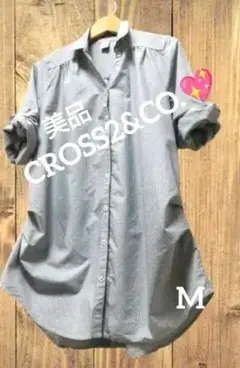 【美品】CROSS2&CO.クロスツー 人氣のピンストライプロングシャツ M