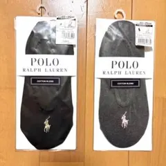 (新品 未開封)【ポロラルフローレン】綿混深履きペッツ 靴下　グレー ブラック