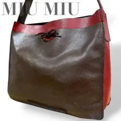 希少　99FW　miumiu　ショルダーバック　レザー　バイカラー　斜め掛け