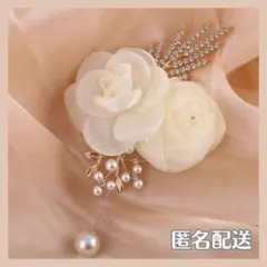 ブローチ コサージュ シフォン バラ フラワー パール 卒園 卒業式 入園 入学