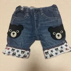 DOUBLE_B デニム ハーフパンツ クマ 星柄 100cm