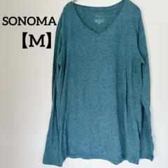 SONOMA 【M】ターコイズ グリーン系 Vネック 長袖Tシャツ
