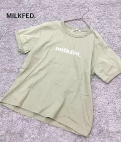 【ミルクフェド】プリントTシャツ 半袖 シンプル グリーン