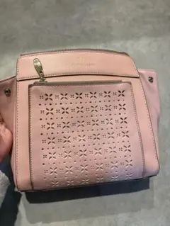 ピンク 穴あきデザイン ショルダーバッグ