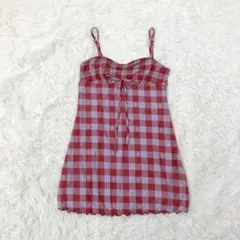 jouetie メッシュチェックキャミワンピース　ミニ　ロゴ　ストレッチ　M