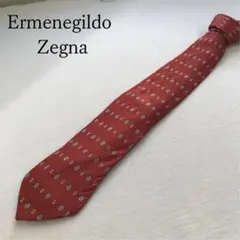 エルメネジルドゼニア ネクタイ 赤 総柄 シルク 人気 カジュアル【n8340】