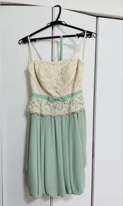 アイボリー・ミント レース　バルーン　ドレス