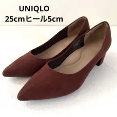 UNIQLO スエード調ポインテッドトゥフラットシューズ 25cmヒール5cm