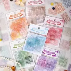 コラージュ　シンプル格子柄　PETステッカー120枚