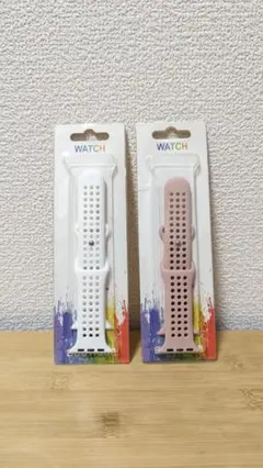 アップルウォッチ バンド series9 シリコン 2本セット 白・ピンク
