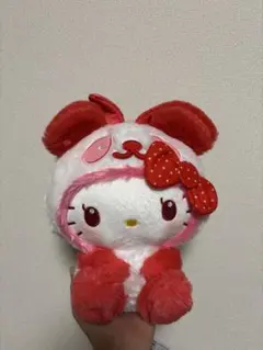 新品未使用】パンダ ハローキティ テキスタイルリボンBIGぬいぐるみ