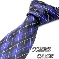 COMME CA ISM ネクタイアーガイルチェックネイビーシルクメンズビジネスのサムネイル
