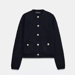 専用】zara コントラストニットジャケット カーディガン - メルカリ
