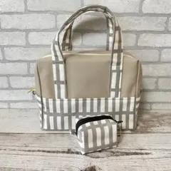 ボストン型トートバッグ&ミニポーチset ＊ハンドメイド＊　B13