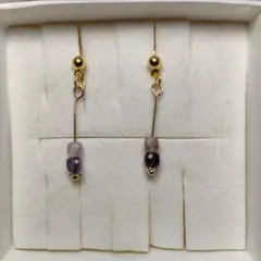 アメジスト ゴールド フックピアス