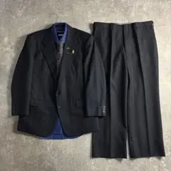 【VINTAGE】セットアップ シングルスーツ ダークネイビー 極上ウール