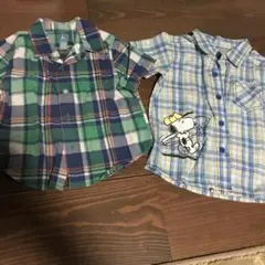 チェックシャツ 半袖　80 ギャップ　スヌーピー　男の子