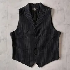 希少 RRL ブラックラペルストライプベスト M ヘリンボーン ウエストコート