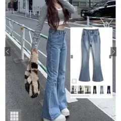 ハイウエストフレアデニムパンツ[fo2243]