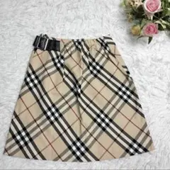 バーバリーロンドン メガチェックフレアスカート ベルト XS相当