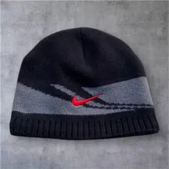 【00s】NIKE ビーニー　刺繍ロゴ　マルチボーダー　vintage y2k