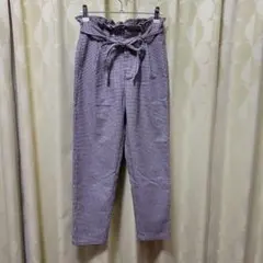 チェック柄ハイウエストパンツ