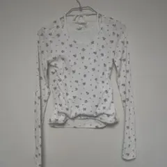 H &M 花柄長袖トップス ホワイト