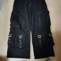 ブラックカーゴパンツ サイドポケット付き