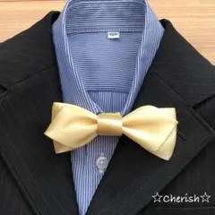 ☆蝶ネクタイ サテンリボン イエローゴールド色 ハンドメイド ☆再販5